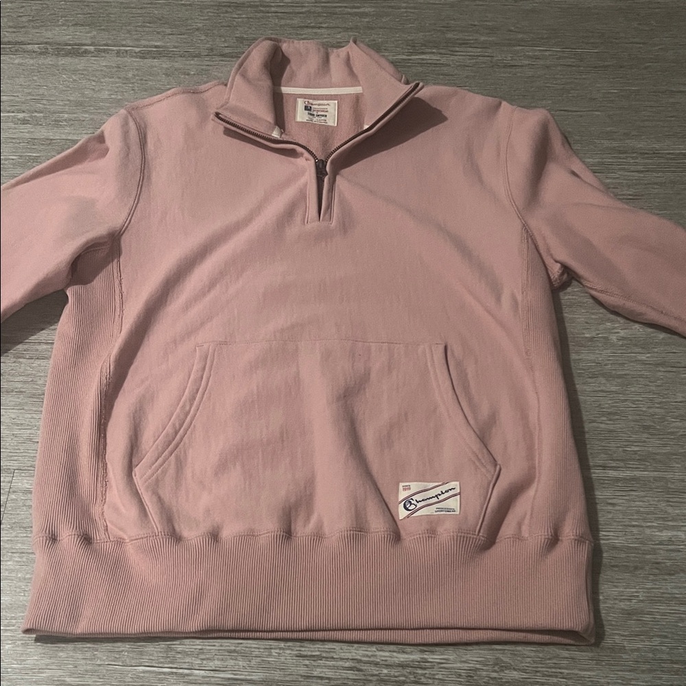 Champion Men's Light Pink Zip-Up Sweater